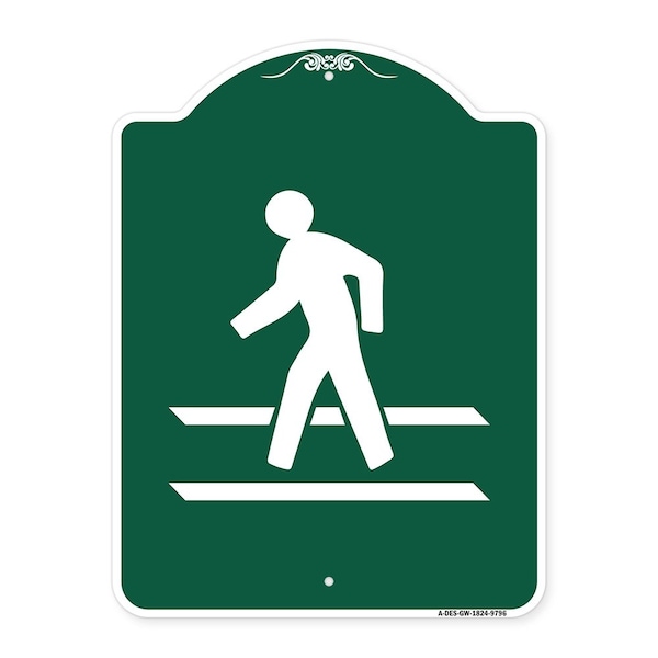 Pedestrian Crossing Heavy-Gauge Aluminum Architectural Sign, 24" x 18", GW-1824-9796
